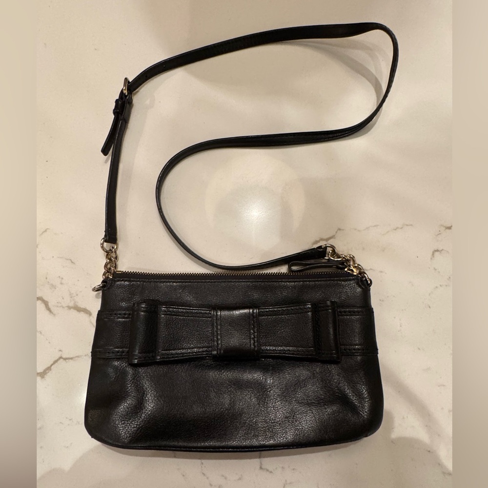 Kate Spade Black Leather Crossbody Bag with bow